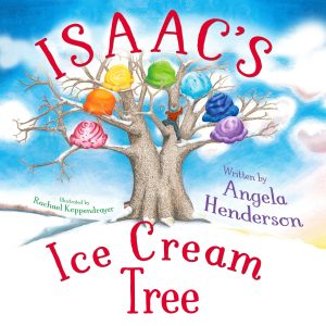 Children's book cover of kid in ice cream tree