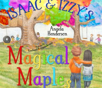 children's book cover of kids with rainbow trees