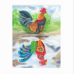 Dala Rooster Reflection Giclée Print