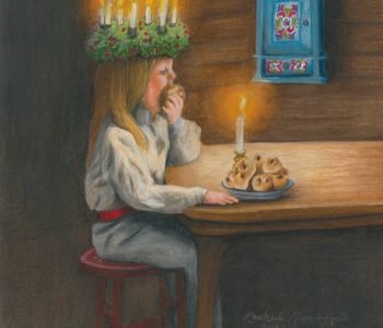 Little St Lucia eats buns by candle light